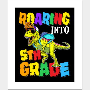 Roaring Into 5th Grade Dinosaur Back To School Posters and Art